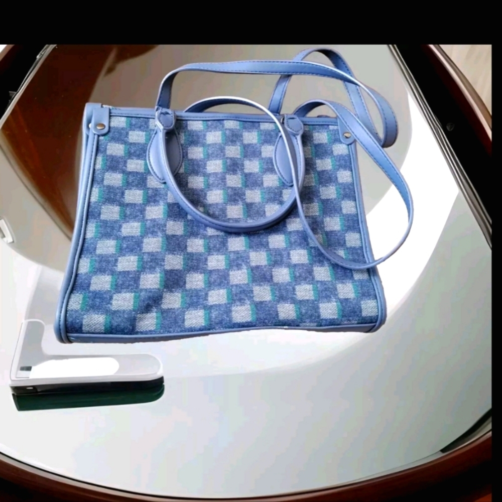 🔥Blue & Green Checkered Handbag🔥 - Picture 3 of 12